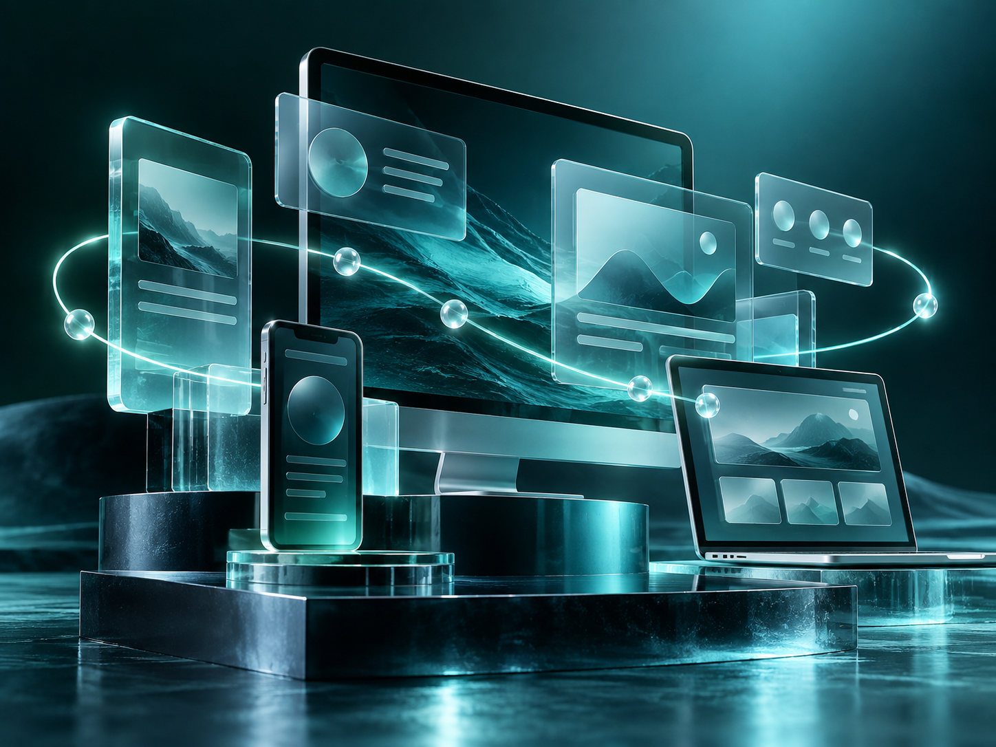 Luminous digital experience and user journey concept